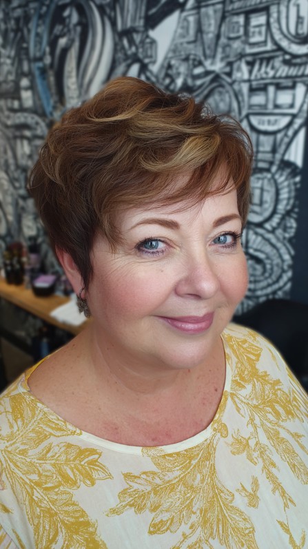 Textured Short Pixie Cut with Soft Highlights