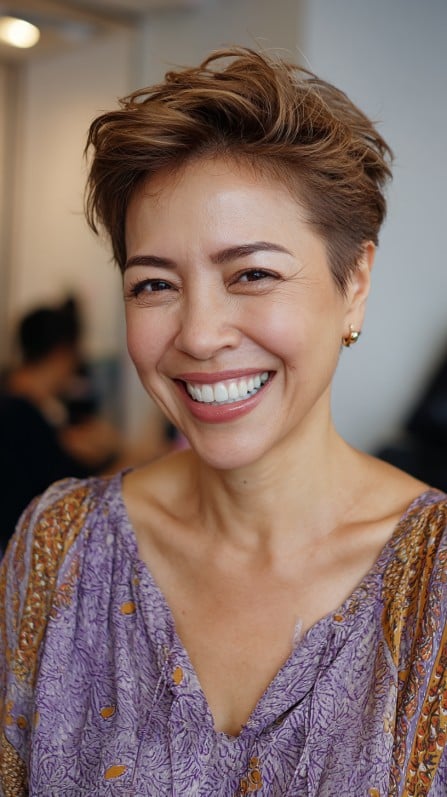 Textured Short Pixie Cut with Volume and Soft Layers