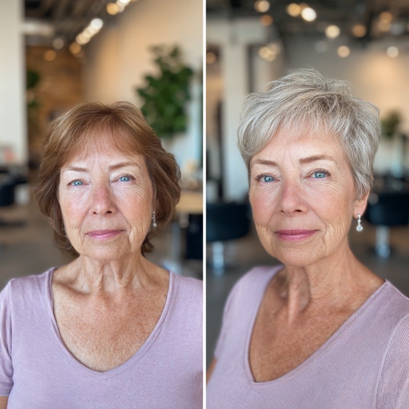 Textured Short Silver Pixie Cut with Soft Layers