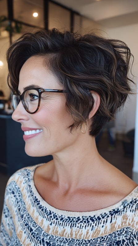 Textured Stacked Pixie with Defined Curls