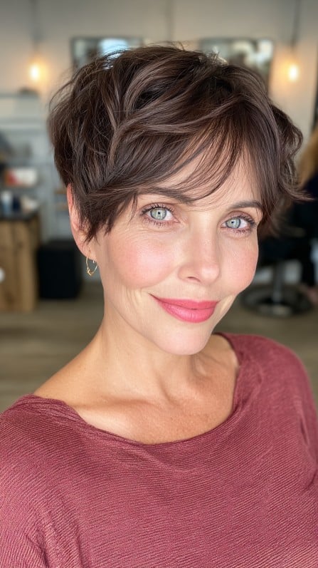 Textured Stacked Pixie with Effortless Volume
