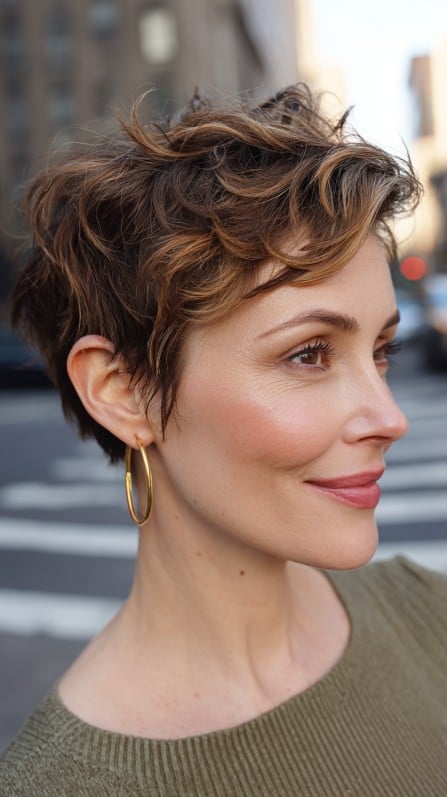 Textured Stacked Pixie with Soft Waves