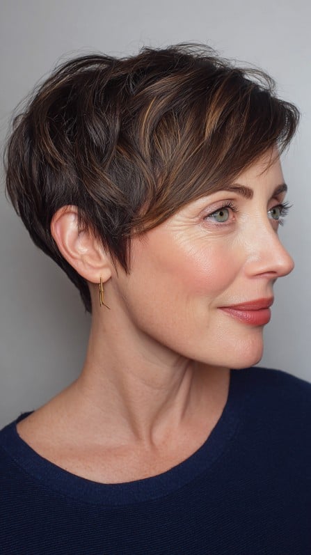Textured Stacked Pixie with Subtle Highlights