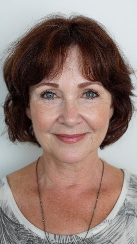Charming Curly Skimmed Bob with Natural Volume