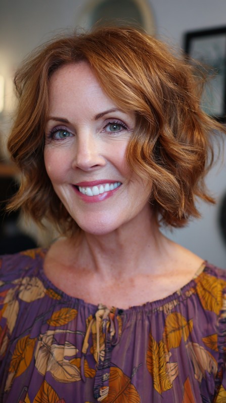Charming Textured Skimmed Bob with Effortless Curls