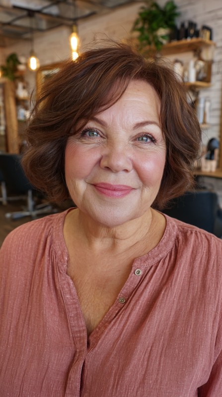 Charming Textured Skimmed Bob with Lively Curls