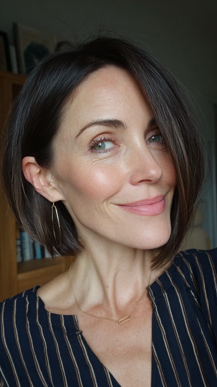 Modern Asymmetrical Skimmed Bob with Subtle Texture