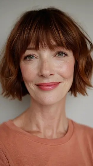 Chic Textured Bob with Soft Fringe