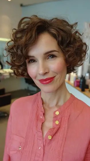 Charming Vintage Short Curly Bob with Defined Curls