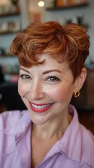 Charming Vintage Curly Pixie with Soft Volume