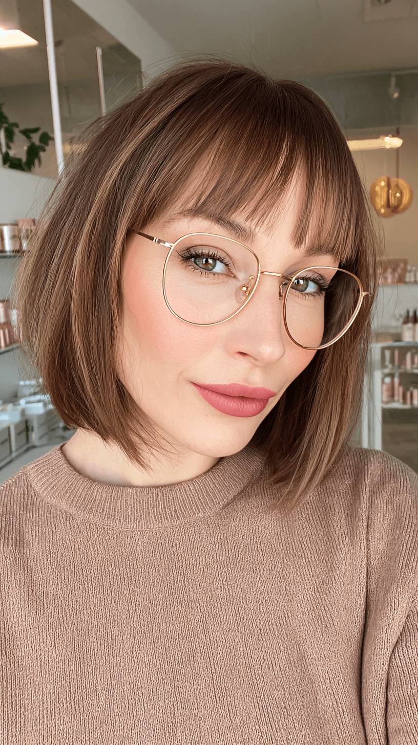Chic Blunt Bob with Soft Fringe and Subtle Layers