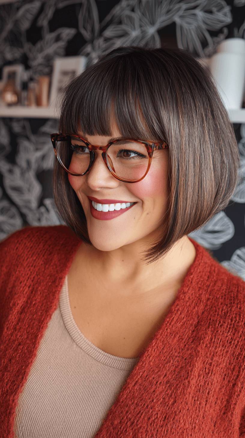 Chic Blunt Bob with Soft Fringe