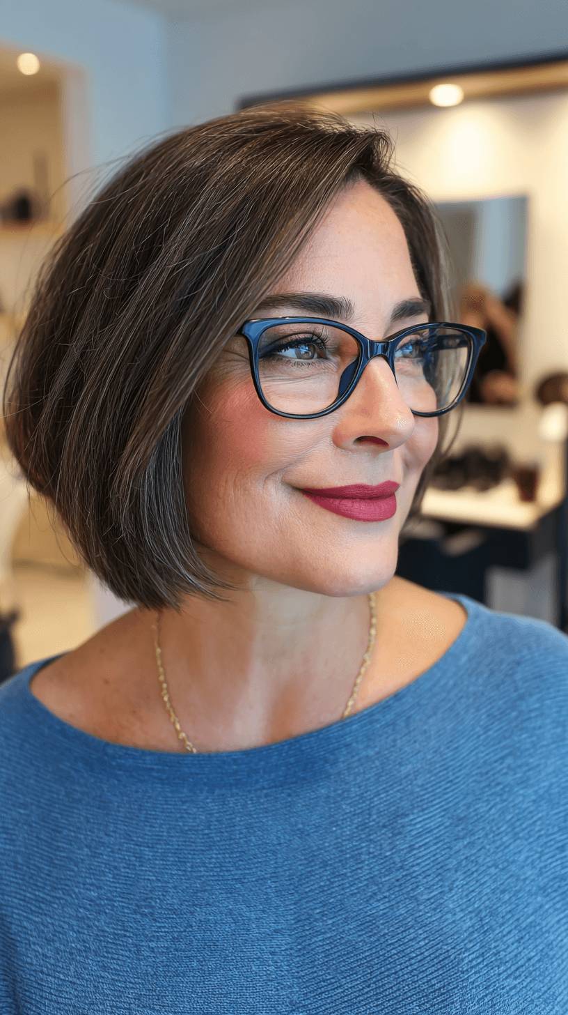 Chic Blunt Bob with Subtle Side Part