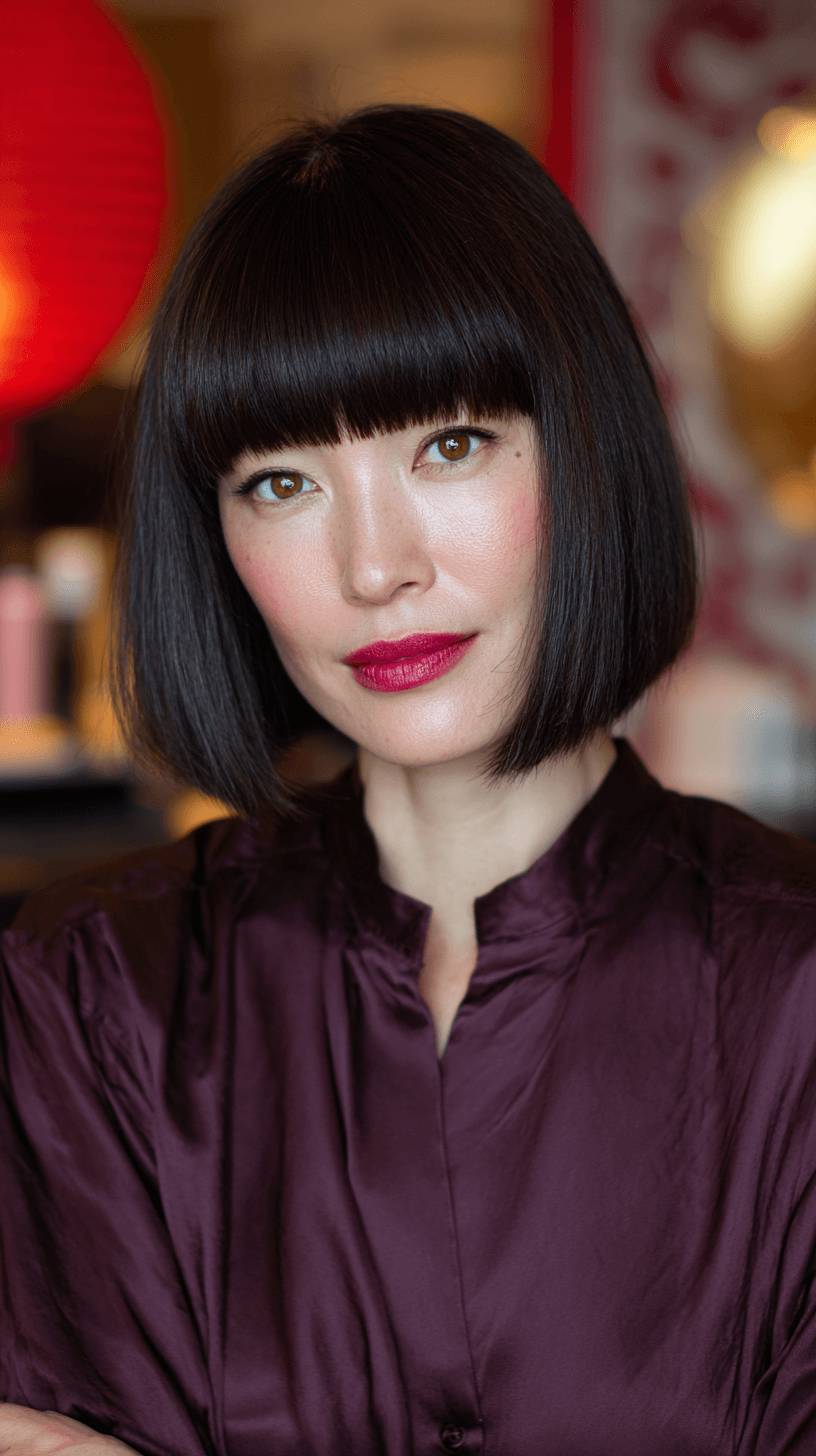 Chic Sleek Bob with Blunt Bangs