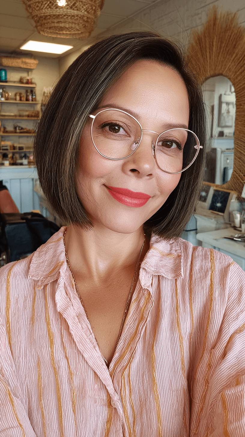 Chic Smooth Blunt Bob with Subtle Highlights