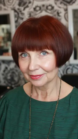Classic Rounded Bob with Rich Auburn Color