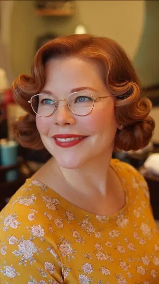 Classic Vintage Short Curly Bob with Defined Curls