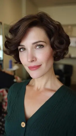 Classic Vintage Short Curly Cut with Defined Curls