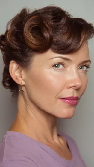Elegant Vintage Short Curly Updo with Defined Curls