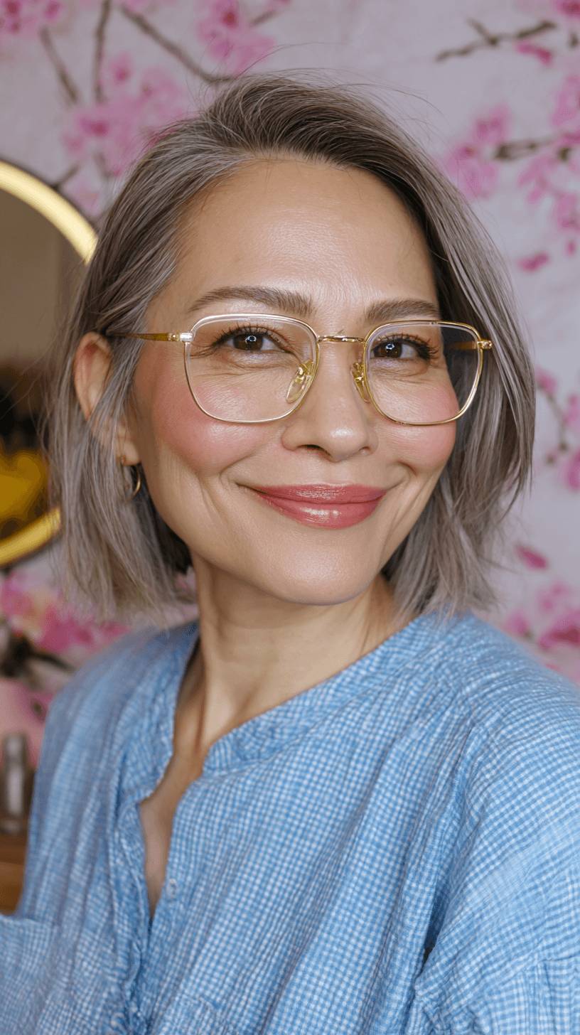 Modern Textured Blunt Bob with Soft Silver Highlights