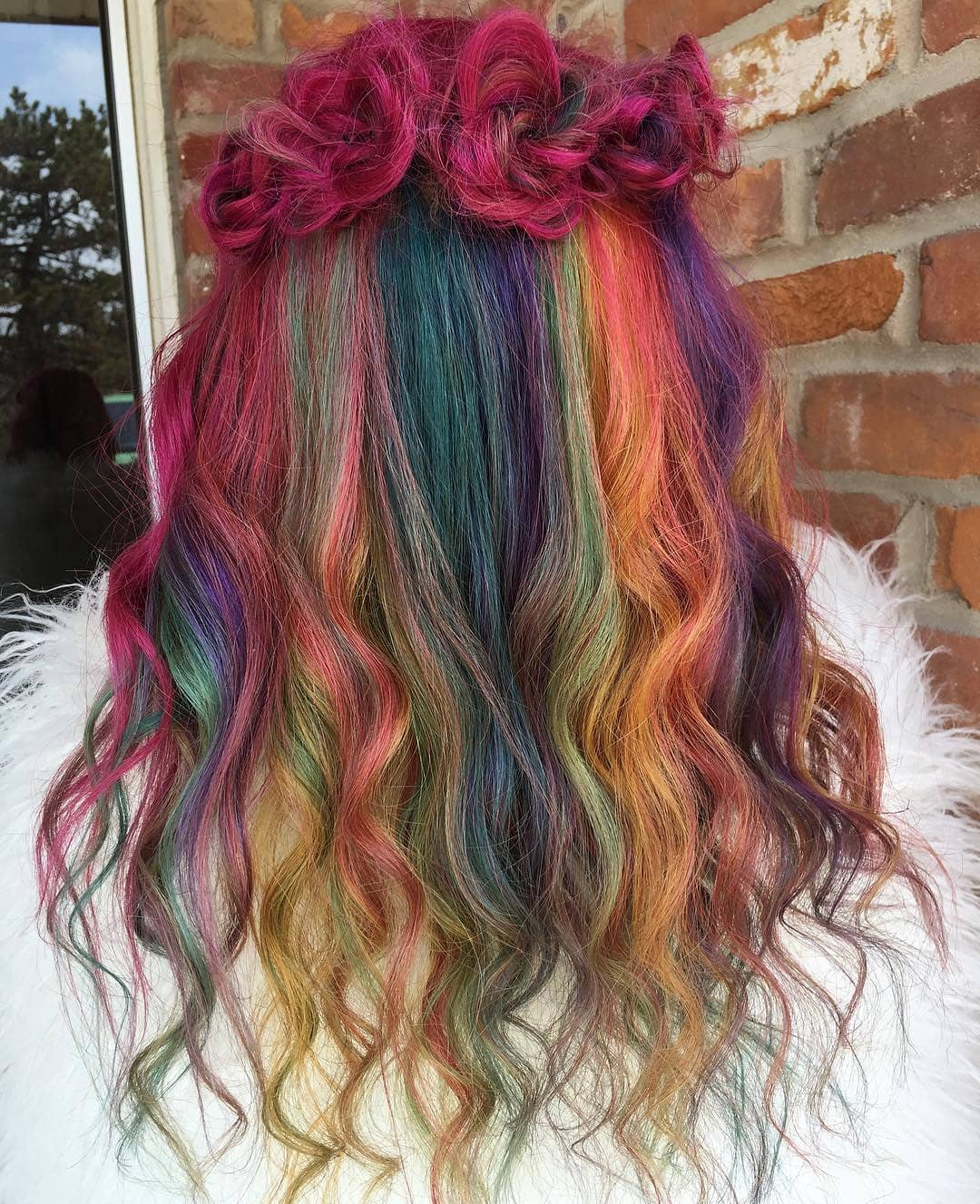 Playful Rainbow Waves with Floral Accents