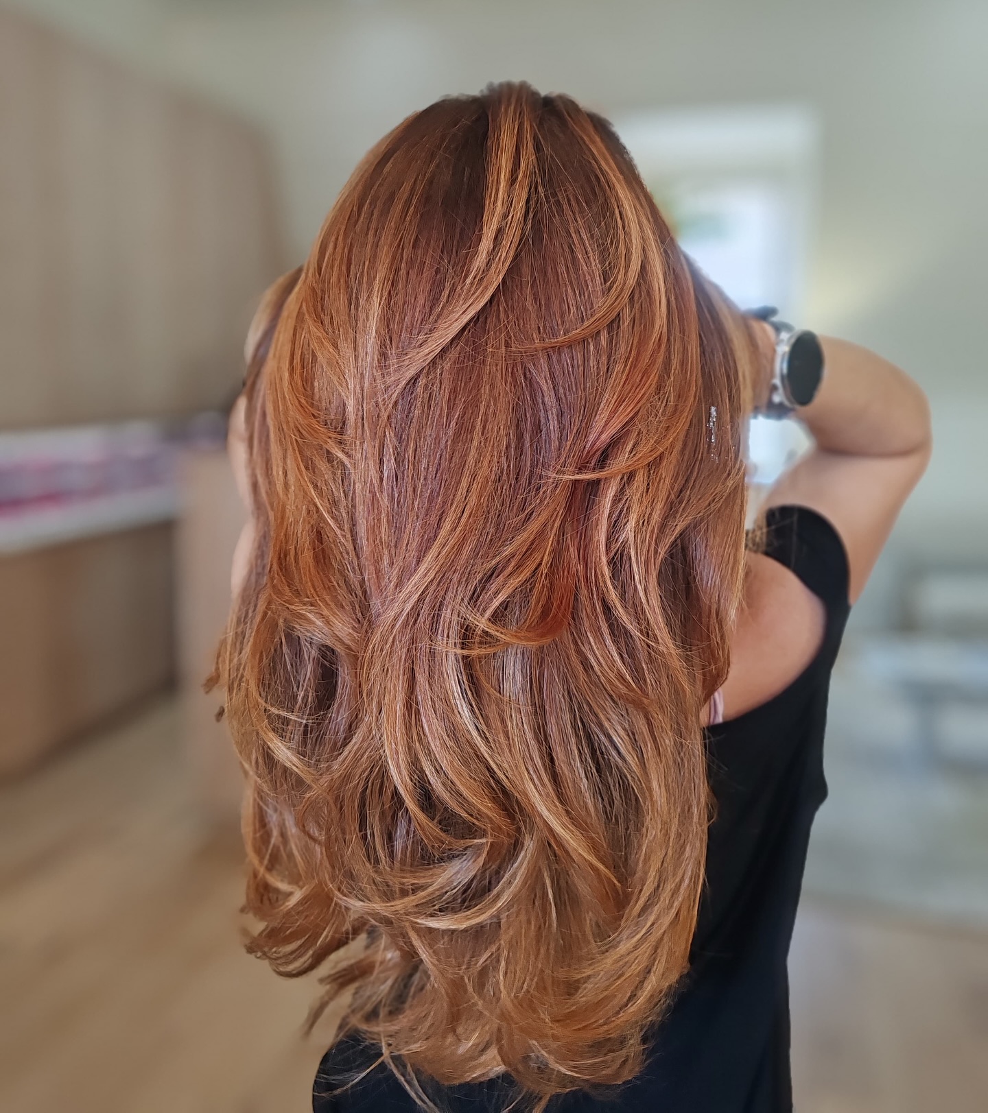 Radiant Long Layers with Warm Ginger Tones