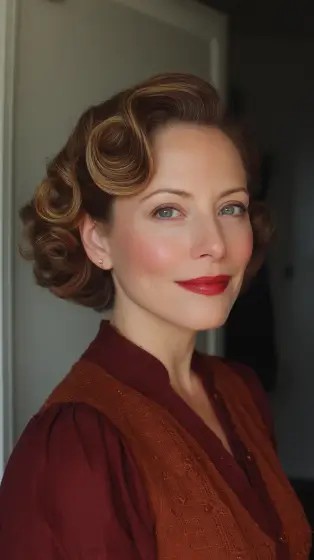 Retro Glam Short Curly Bob with Defined Waves