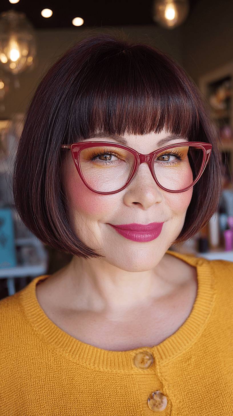 Sleek Chin-Length Blunt Bob with Straight Bangs