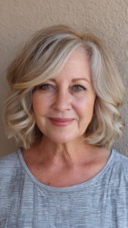Softly Curled Layered Cut with Natural Highlights