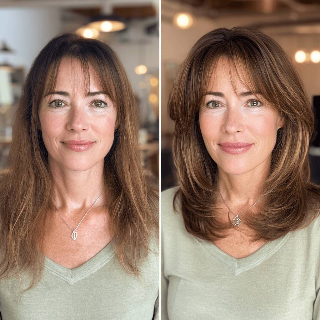 Softly Layered Long Bob with Face-Framing Bangs