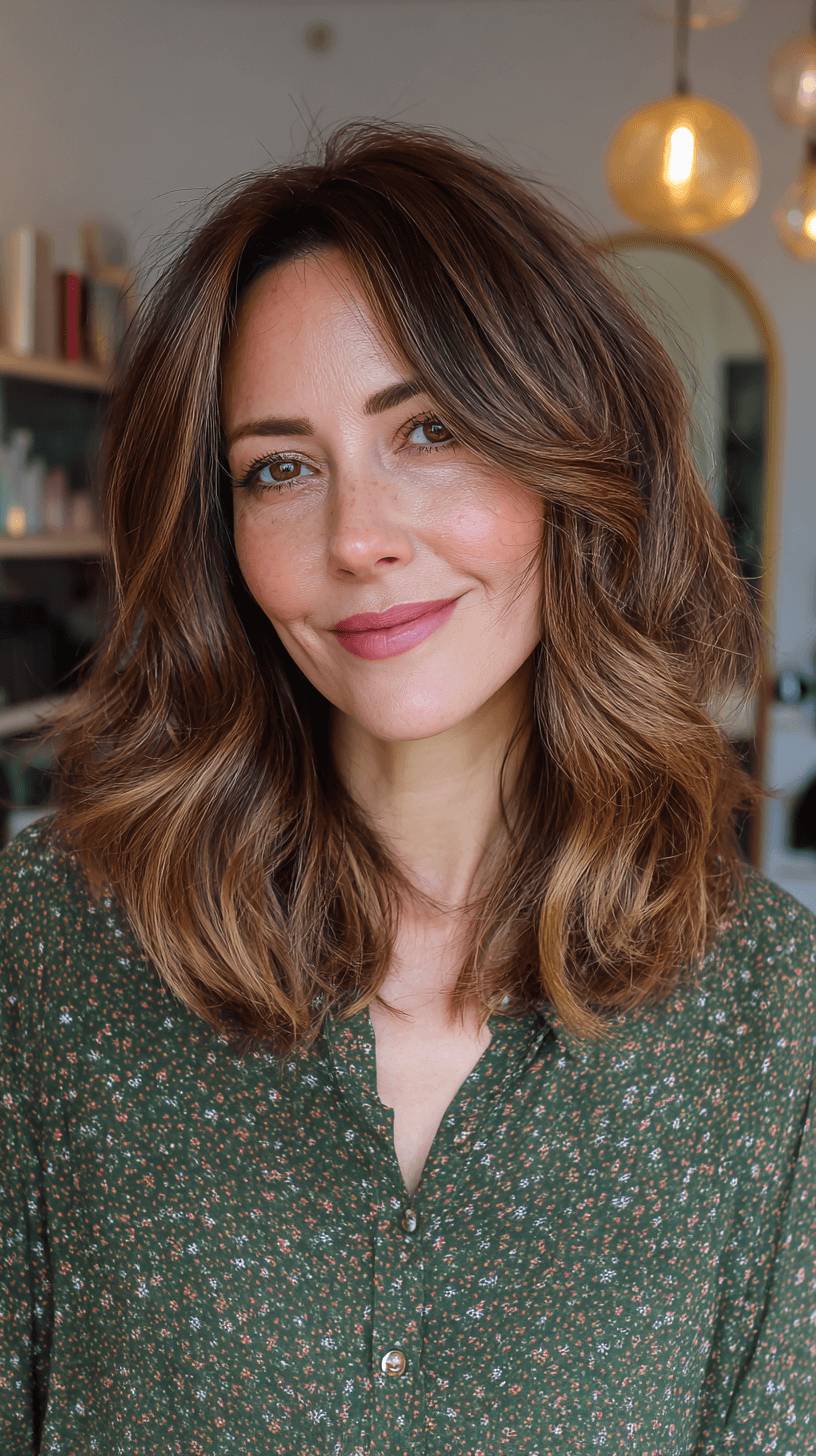 Softly Textured Medium-Length Cut with Natural Waves