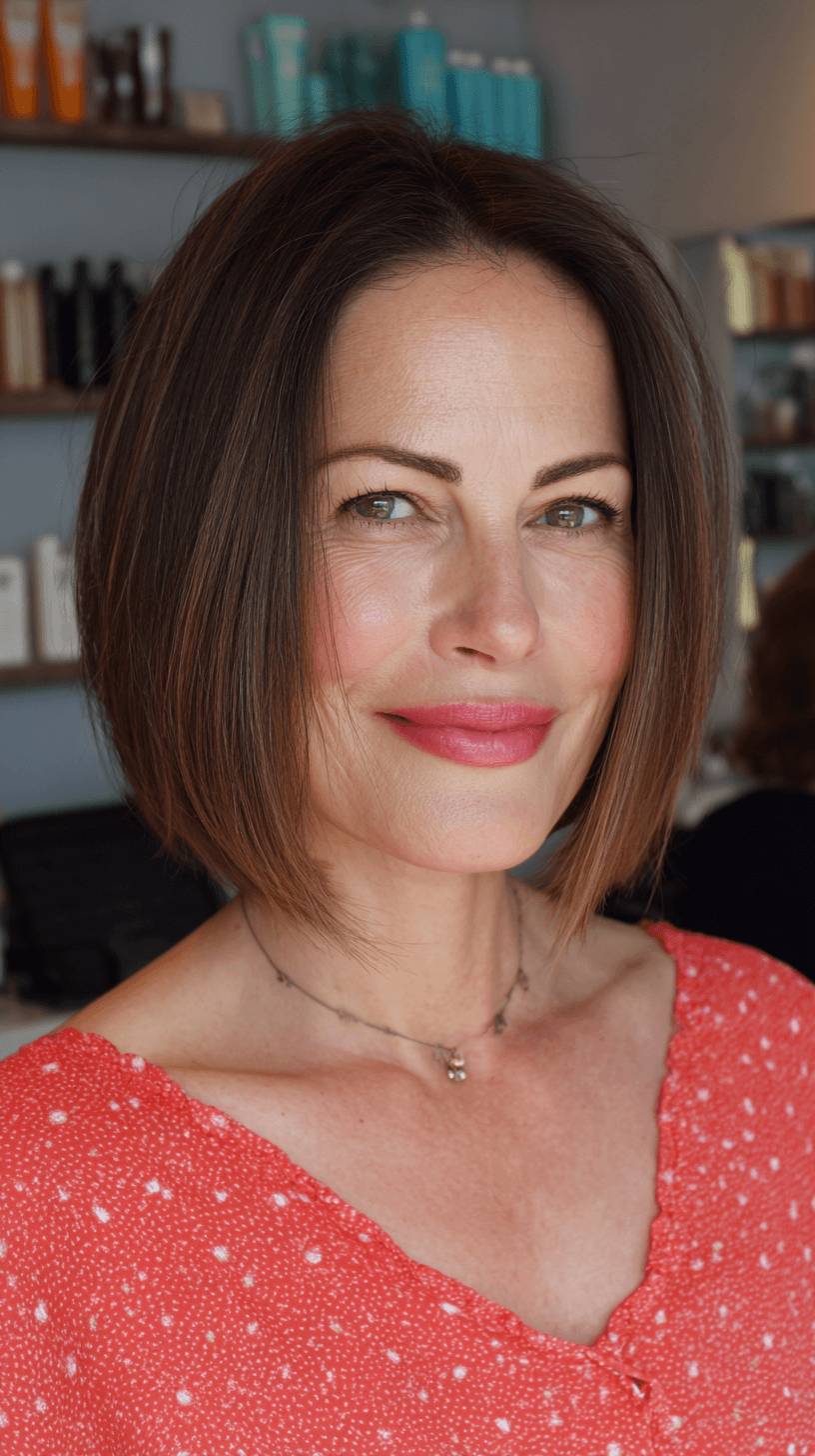 Stylish Angle Bob with Soft Face Framing