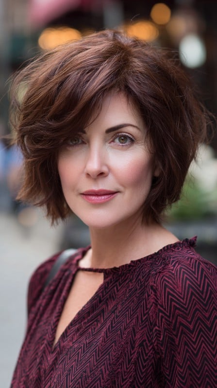 Textured Chestnut Bob with Lively Volume