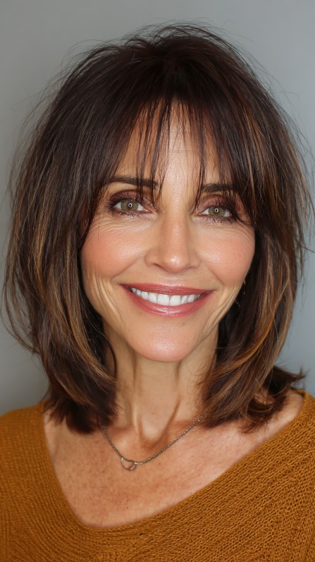 Textured Layered Cut with Face-Framing Bangs