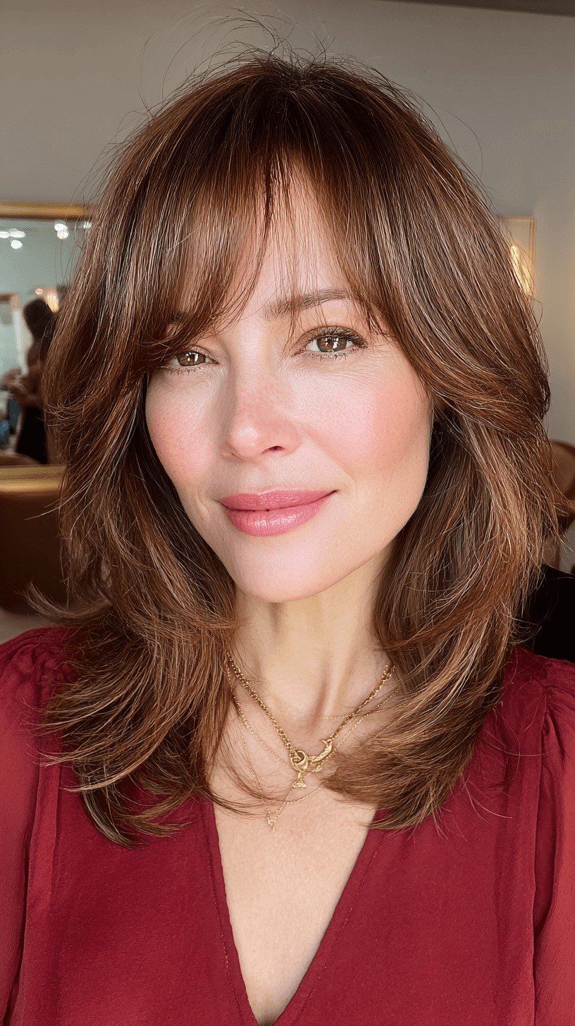 Textured Layered Cut with Soft Feathered Bangs