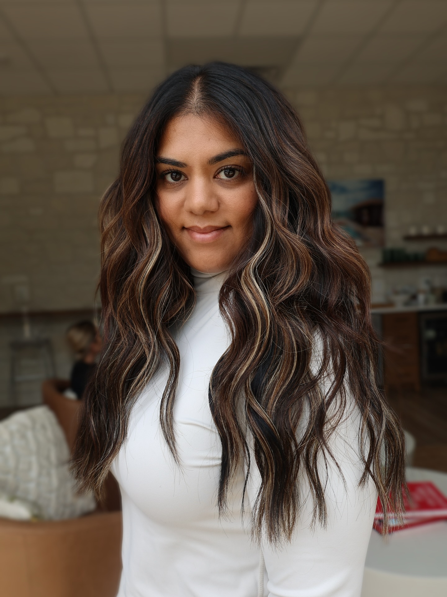 Textured Long Waves with Caramel Highlights