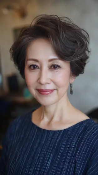 Textured Short Cut with Soft Volume and Defined Curls
