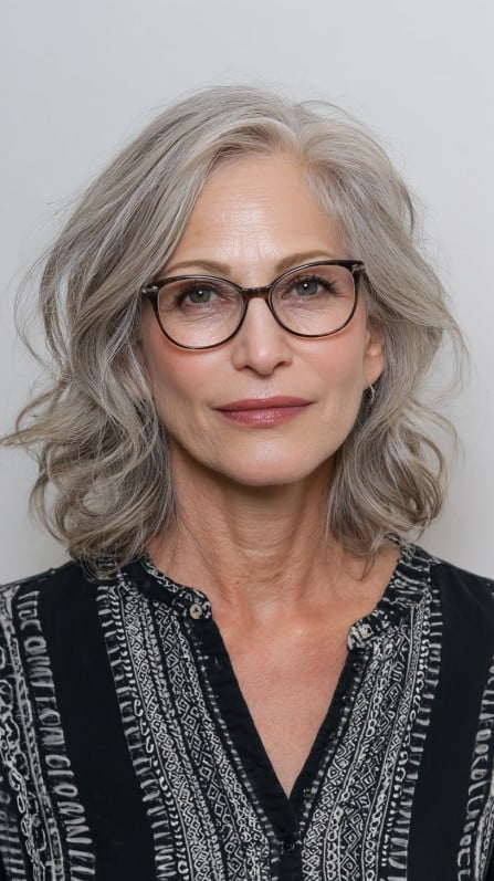 Textured Silver Waves with Soft Layers