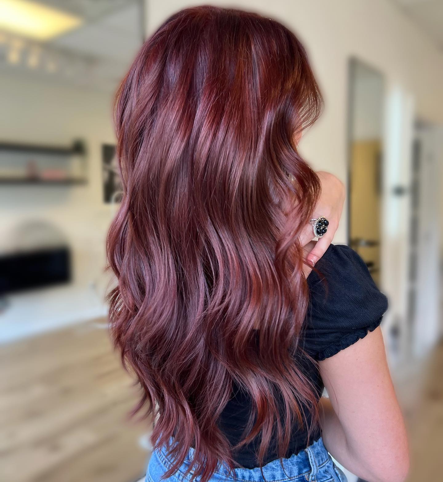 Vibrant Burgundy Waves with Soft Texture