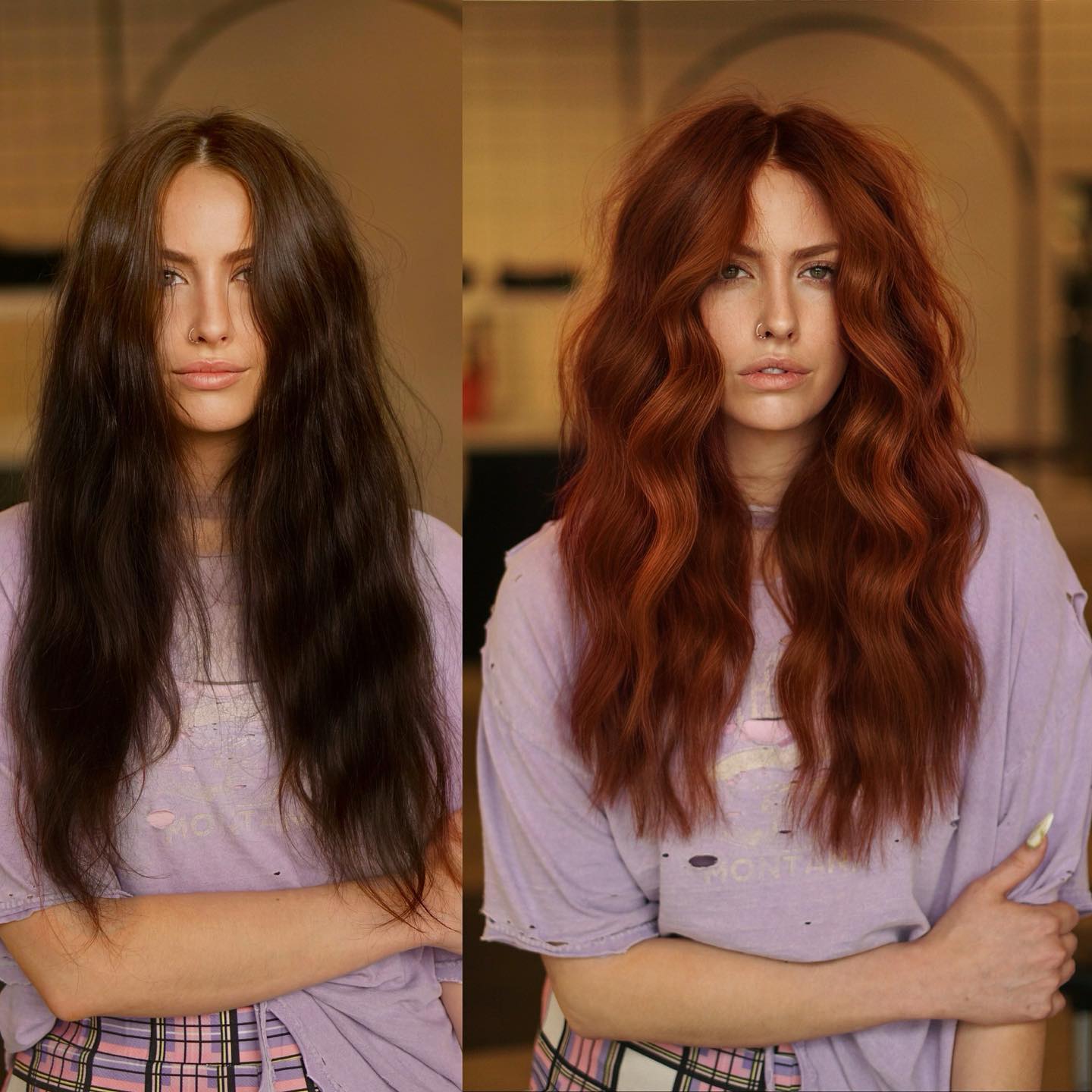 Vibrant Copper Waves with Textured Ends