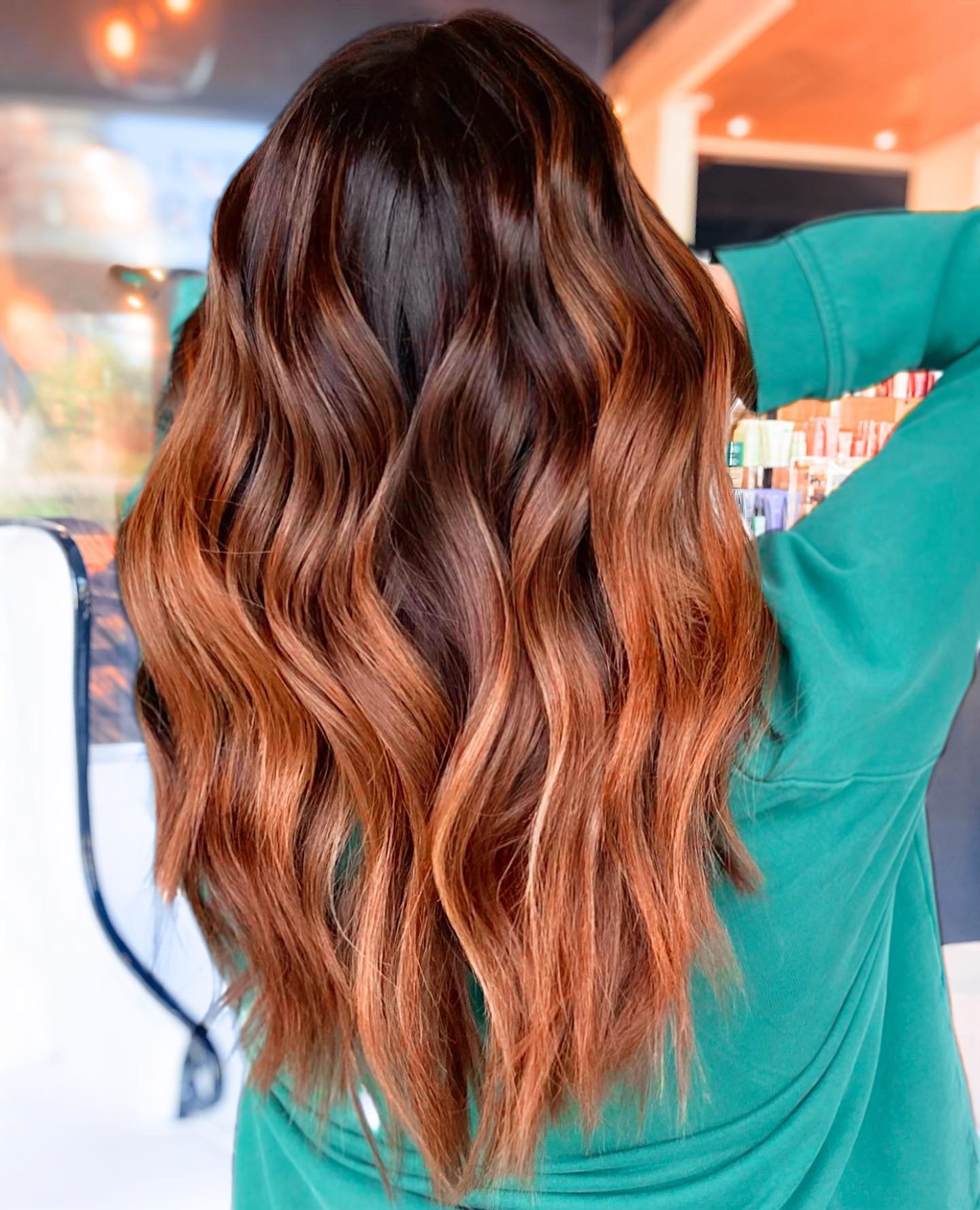 Warm Auburn Waves with Subtle Balayage Highlights