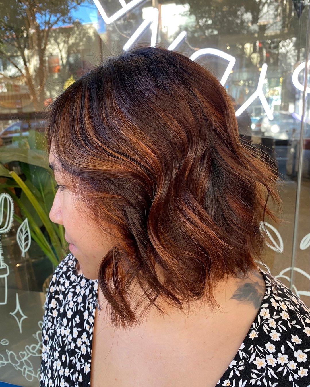 Warm Copper Curls with Subtle Layering