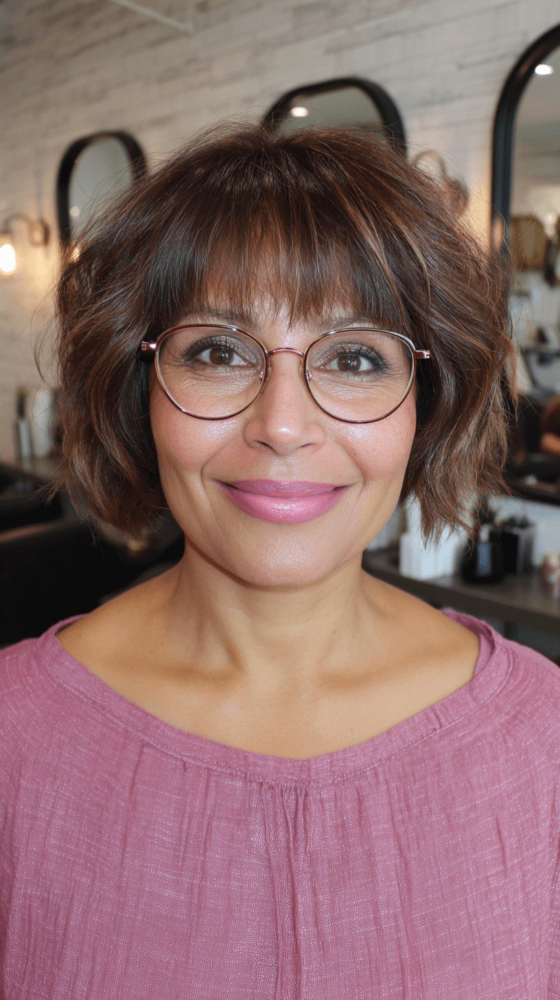 Chic Textured Bob with Wispy Bangs