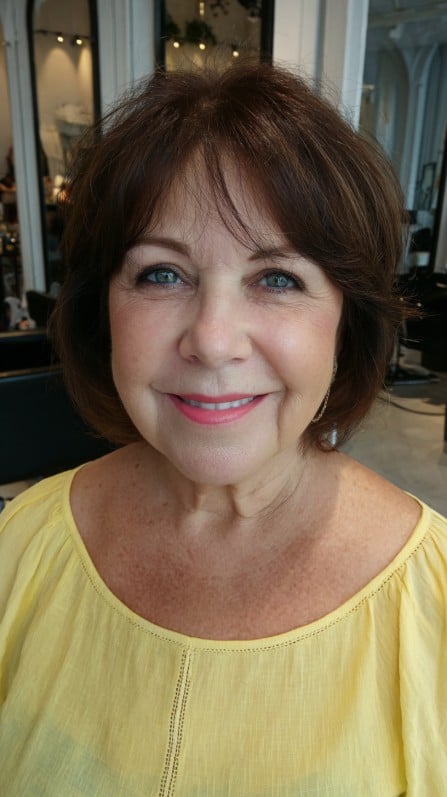 Charming Textured Brown Bob with Soft Bangs