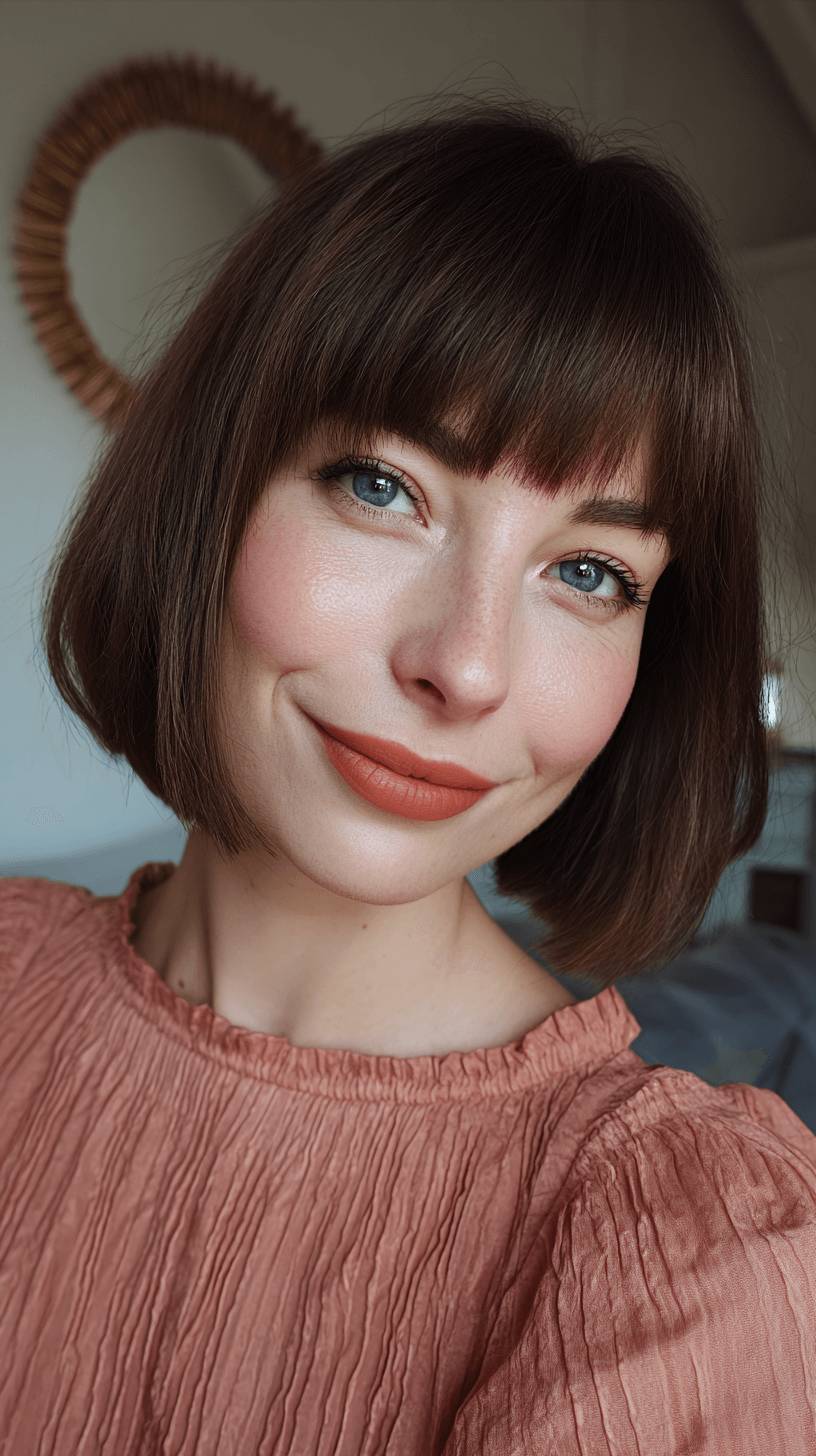 Chic Blunt Bob with Soft Fringe