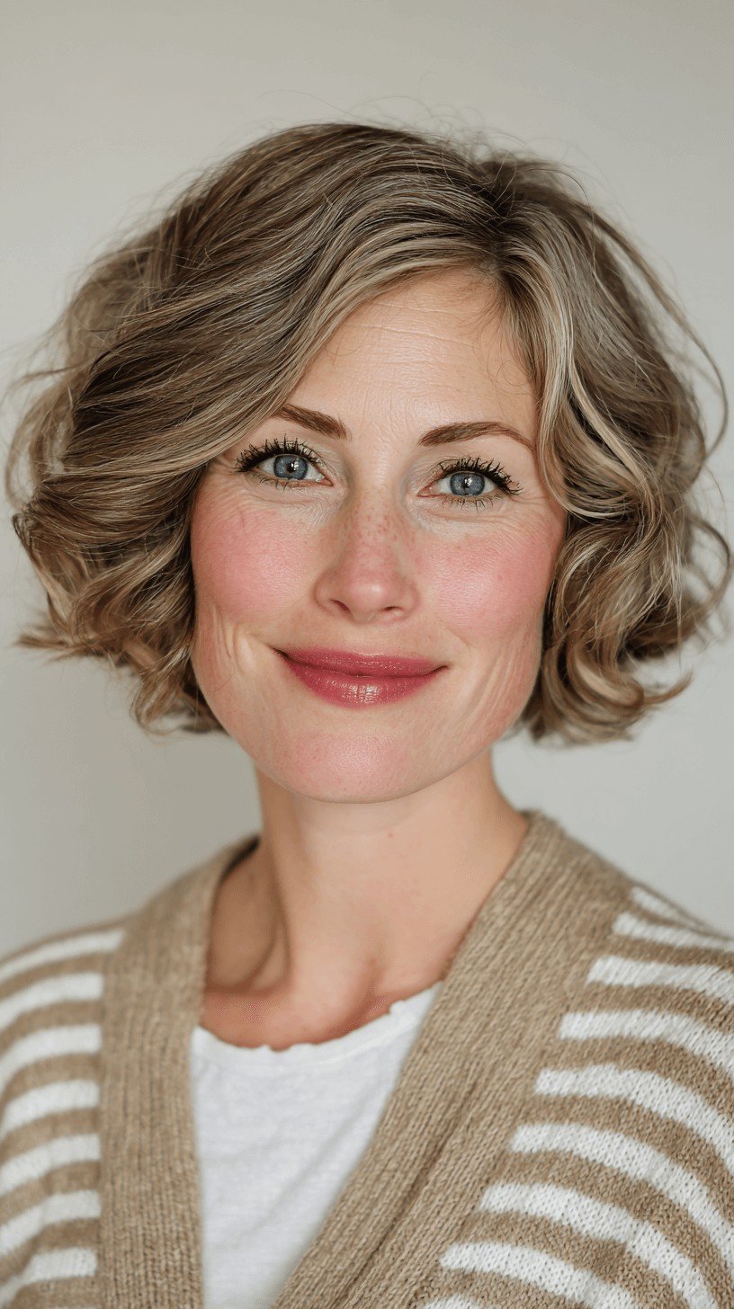 Chic Curly Bob with Soft Face-Framing Layers