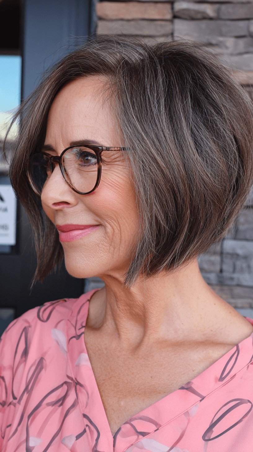 Chic Gray Stacked Bob with Soft Layers