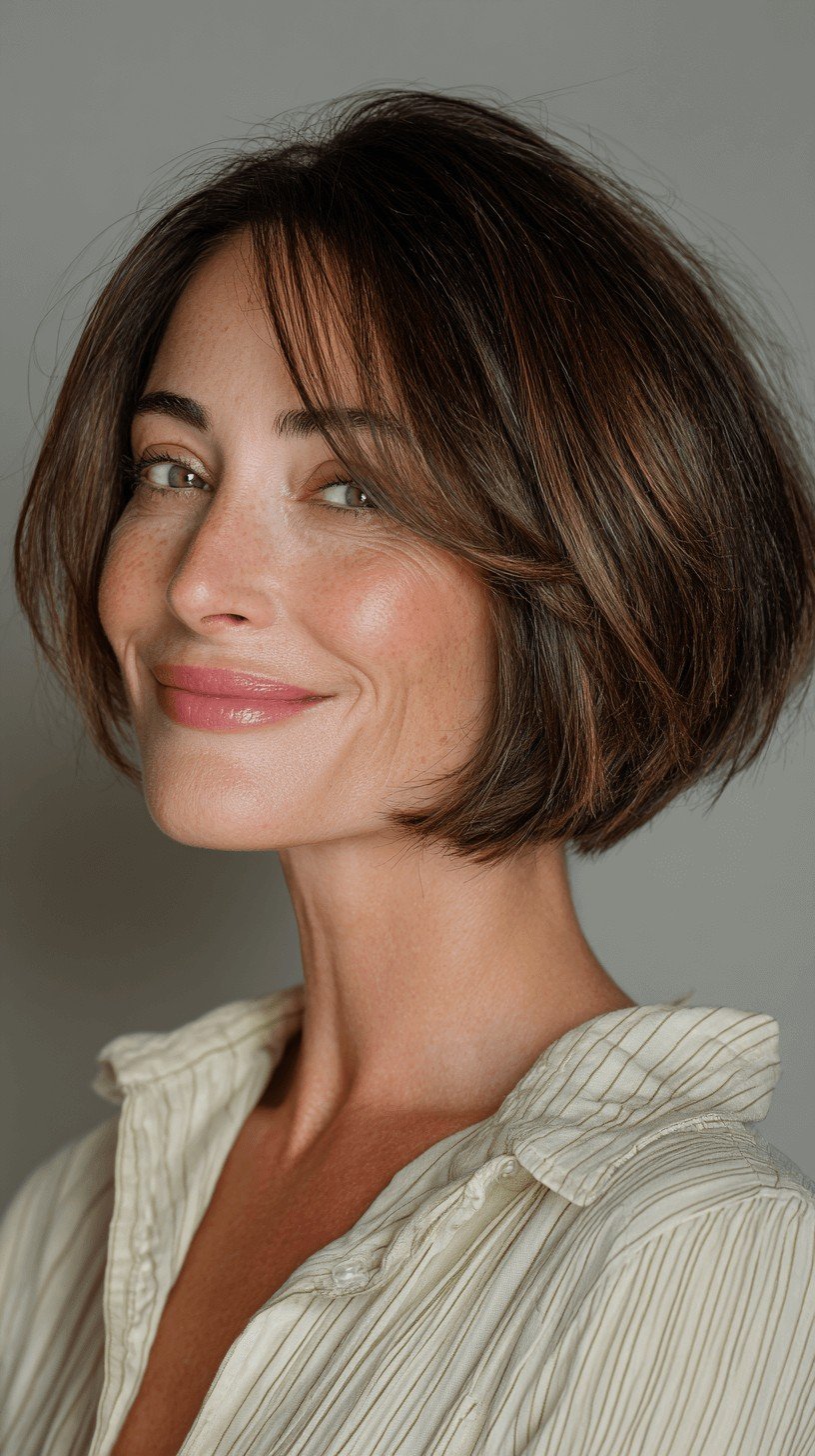 Chic Layered Bob with Soft Face-Framing Highlights