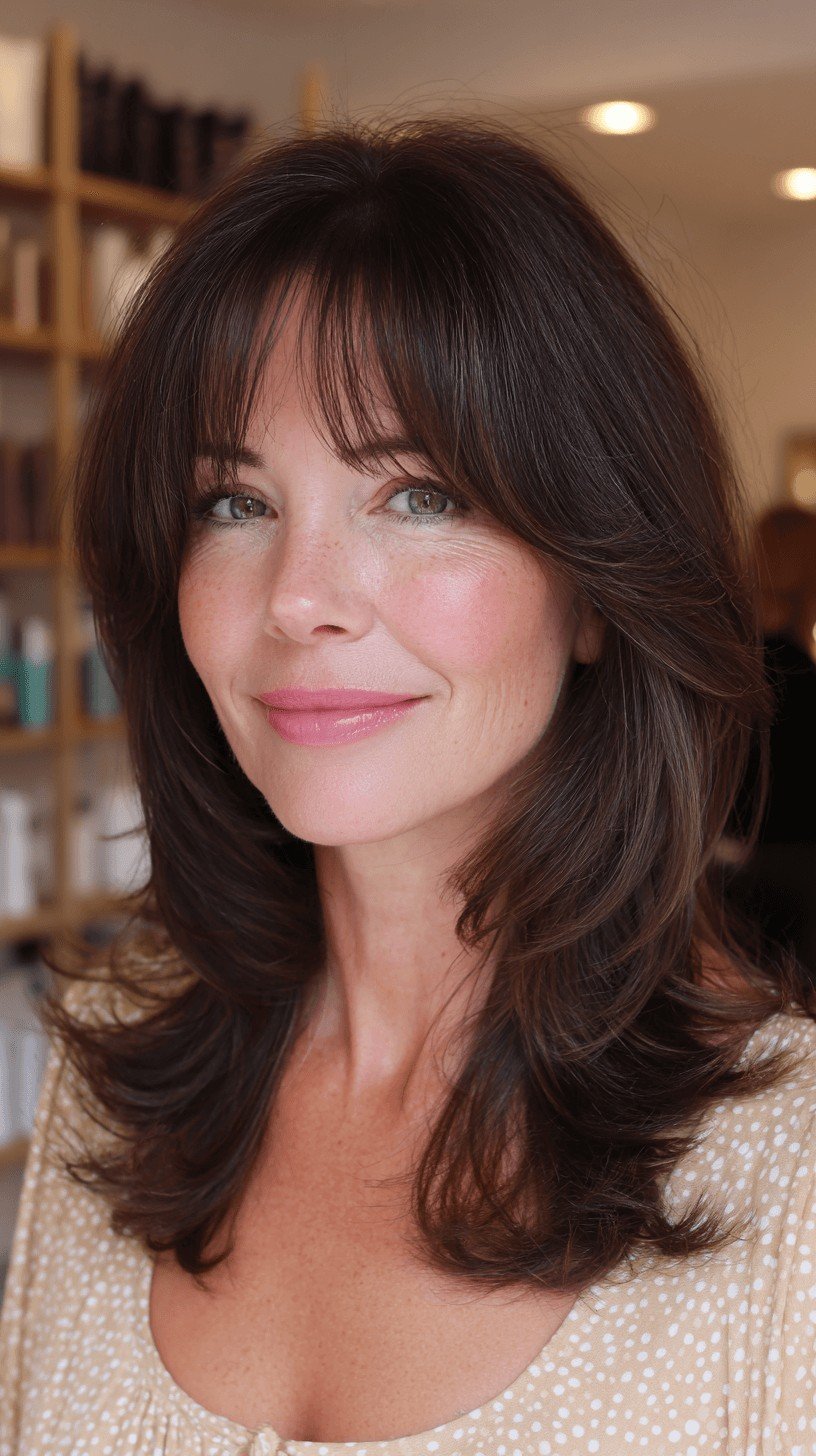 Chic Layered Butterfly Haircut with Soft Bangs