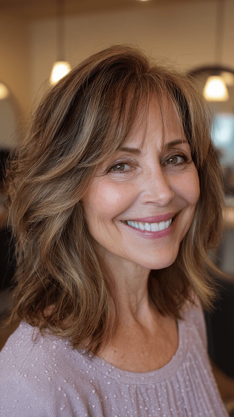 Chic Layered Medium Cut with Face-Framing Highlights